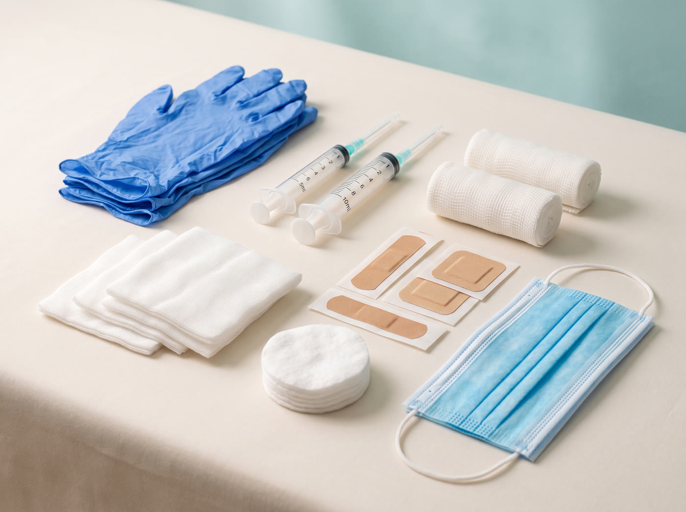 Consommable médical : gants, seringues, compresses